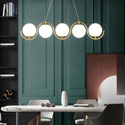 Wavy Linear Island Light with Glass Ball Shades - Modern Dining