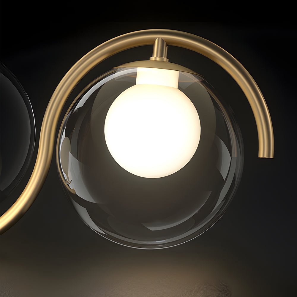 Wavy Linear Island Light with Glass Ball Shades - Modern Dining