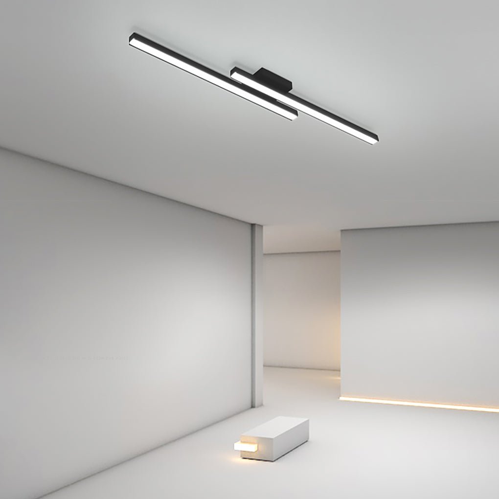 35" Modern LED Rectangular Flush Mount Ceiling Light - Black