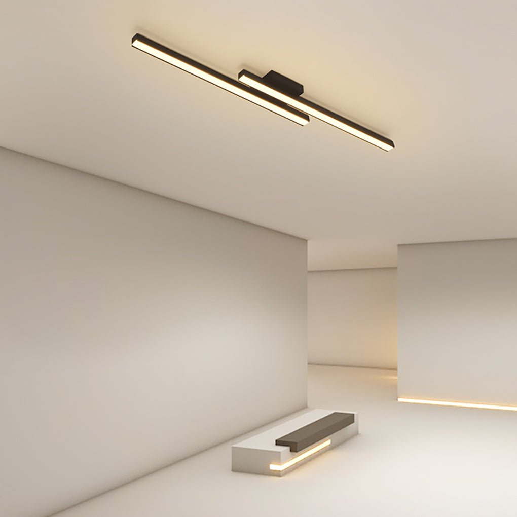 35" Modern LED Rectangular Flush Mount Ceiling Light - Black