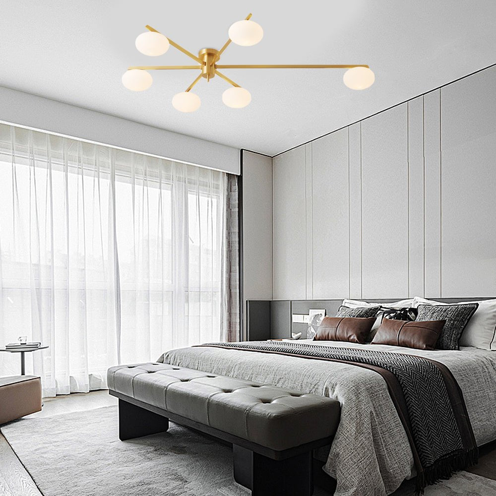 Modern Semi Flush Mount Ceiling Light with Glass Shades - 3/5/6 Lights