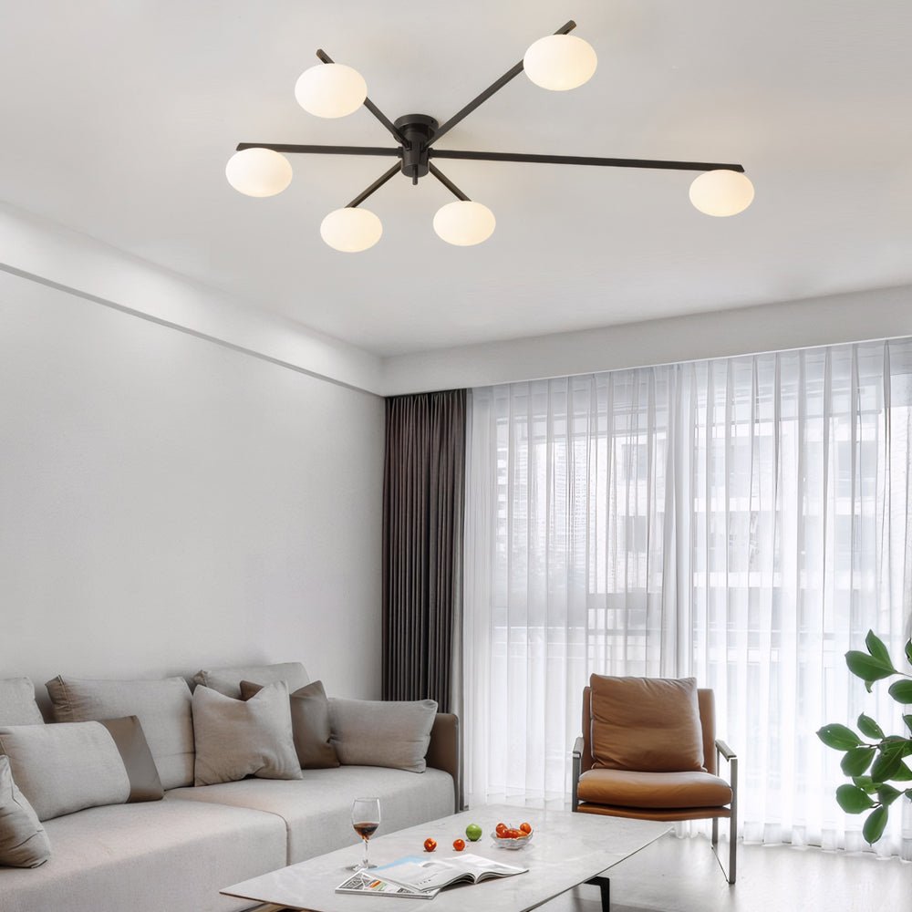 Modern Semi Flush Mount Ceiling Light with Glass Shades - 3/5/6 Lights