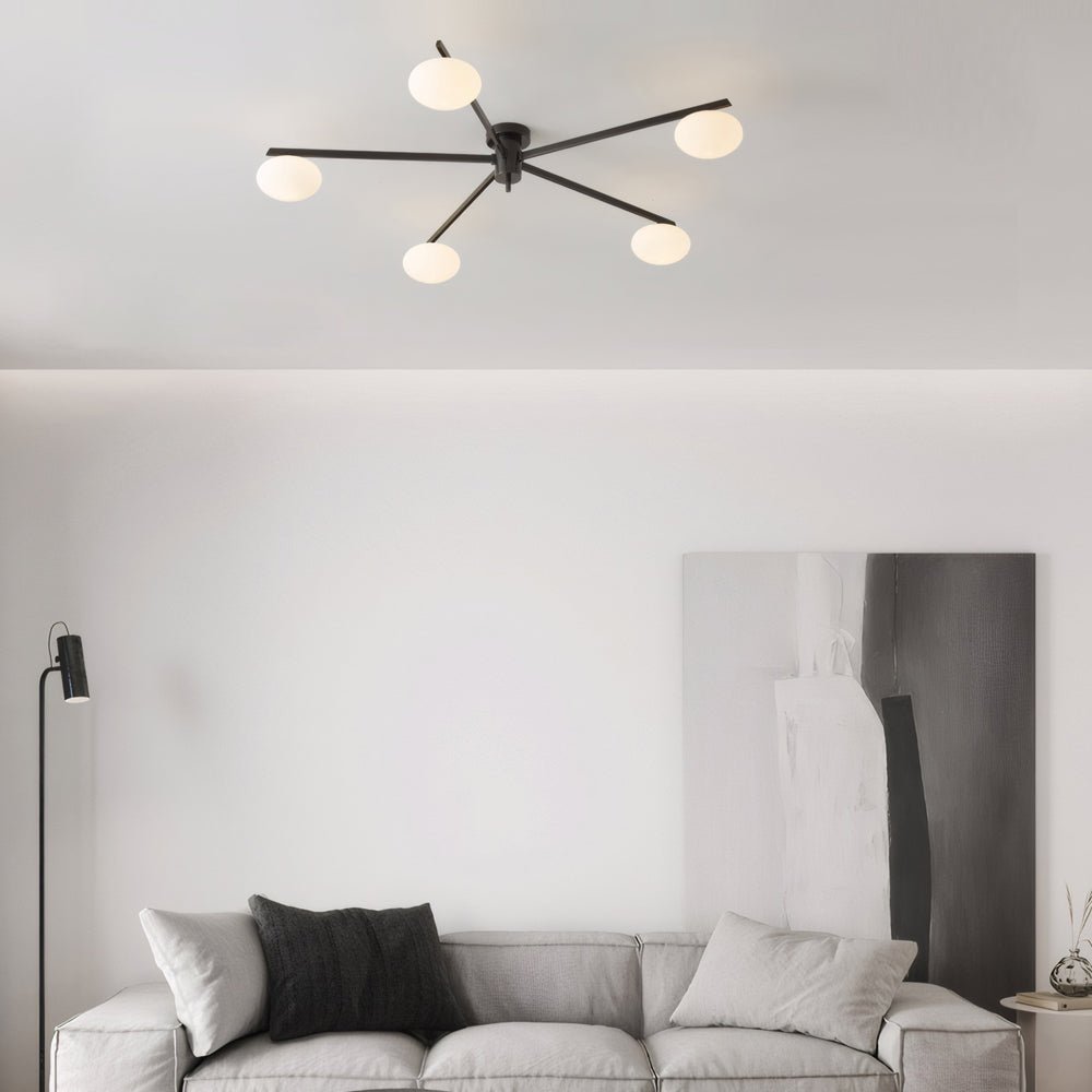Modern Semi Flush Mount Ceiling Light with Glass Shades - 3/5/6 Lights