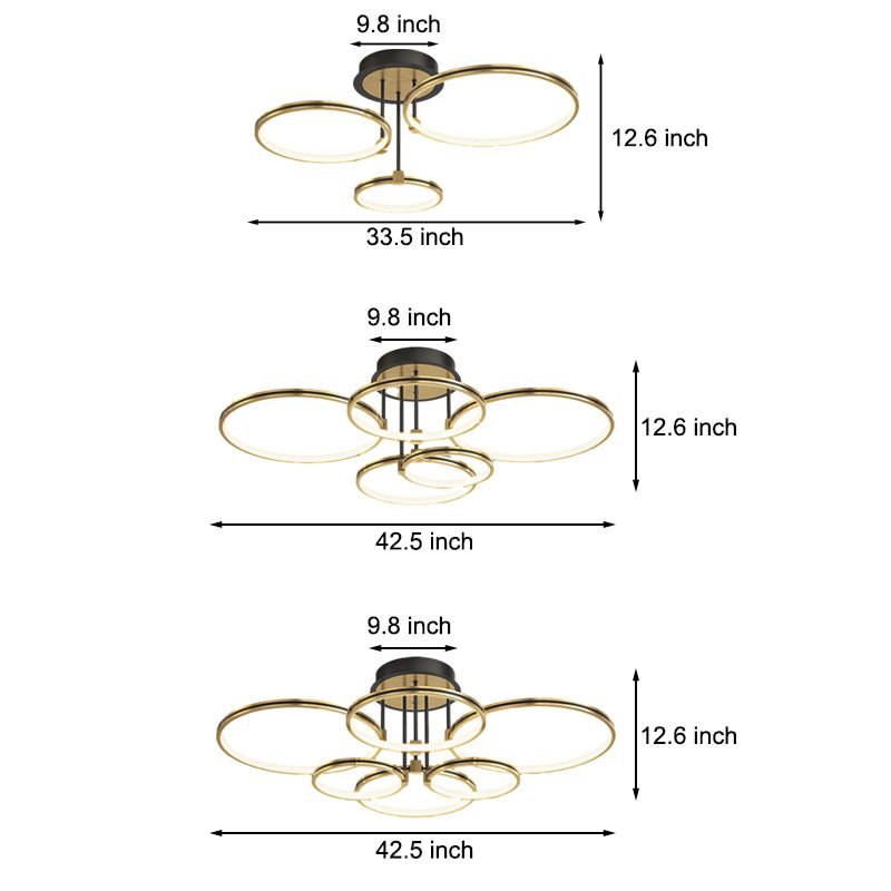 Modern Multi-Ring LED Ceiling Light with Three-Step Dimming