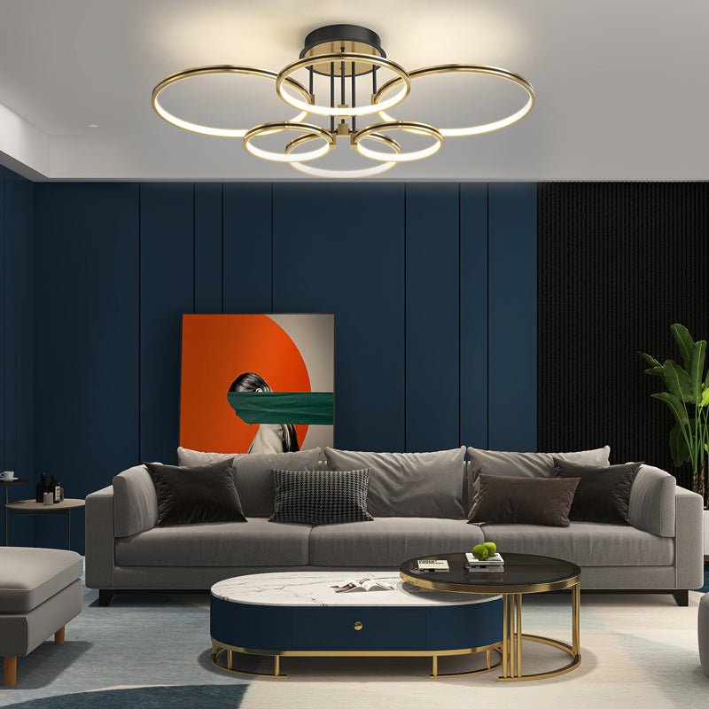 Modern Multi-Ring LED Ceiling Light with Three-Step Dimming
