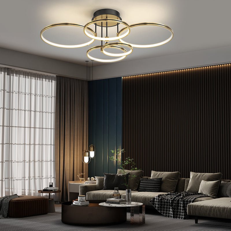 Modern Multi-Ring LED Ceiling Light with Three-Step Dimming