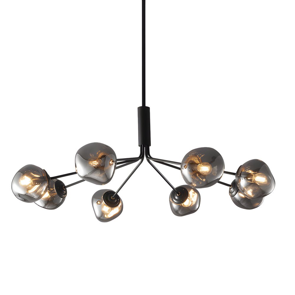 Molecule Dimpled Lava Glass Chandelier with Black Metallic Arms