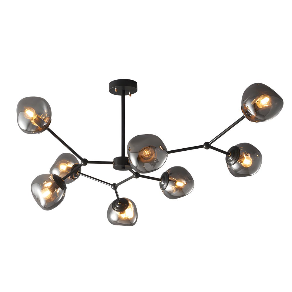 Molecule Dimpled Lava Glass Chandelier with Black Metallic Arms