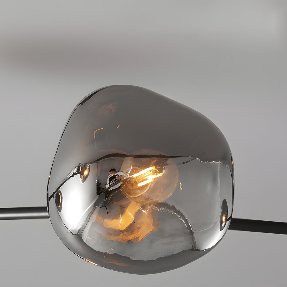 Molecule Dimpled Lava Glass Chandelier with Black Metallic Arms