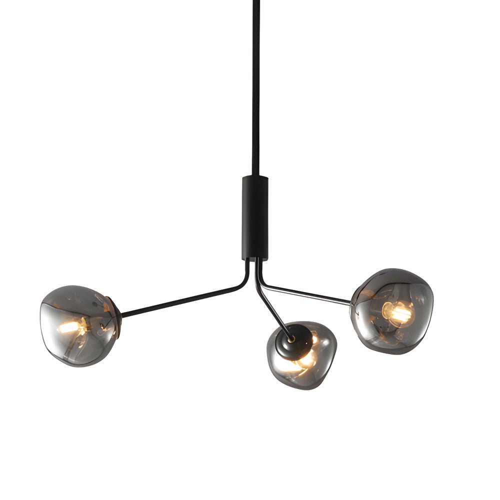 Molecule Dimpled Lava Glass Chandelier with Black Metallic Arms