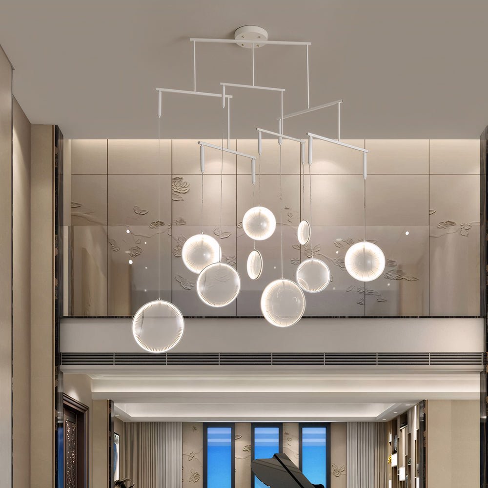 Modern White LED Chandelier with Acrylic Shades – 3/6/9 Light