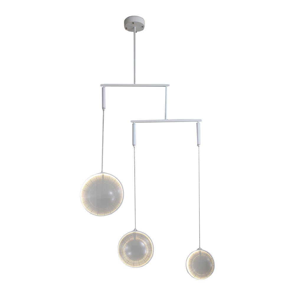 Modern White LED Chandelier with Acrylic Shades – 3/6/9 Light