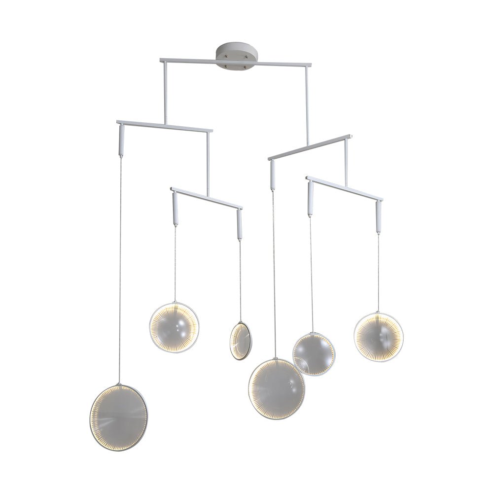Modern White LED Chandelier with Acrylic Shades – 3/6/9 Light