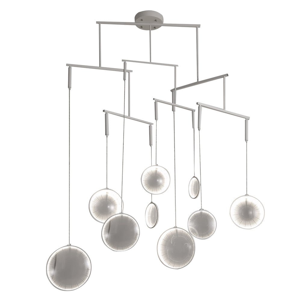 Modern White LED Chandelier with Acrylic Shades – 3/6/9 Light