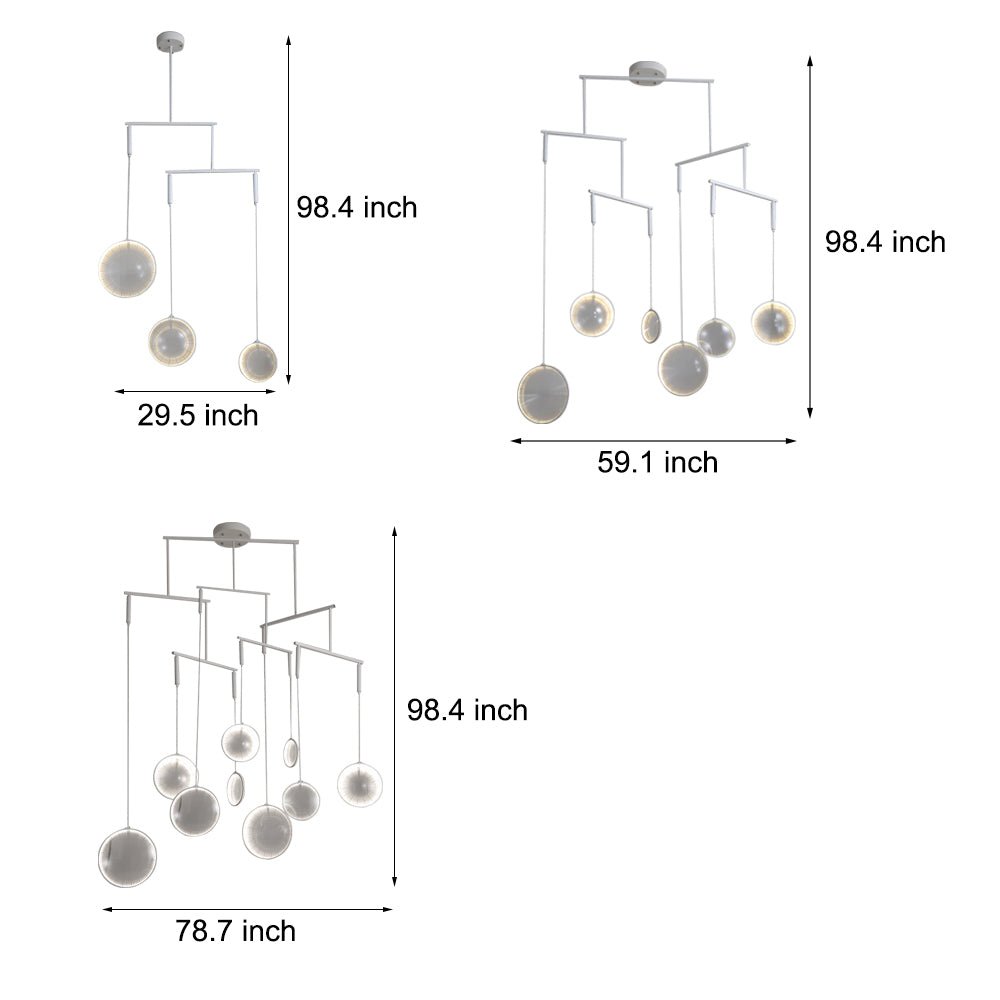 Modern White LED Chandelier with Acrylic Shades – 3/6/9 Light