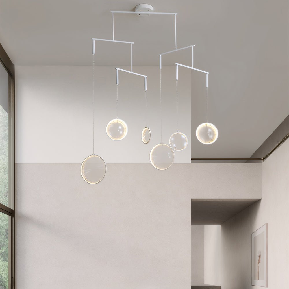 Modern White LED Chandelier with Acrylic Shades – 3/6/9 Light