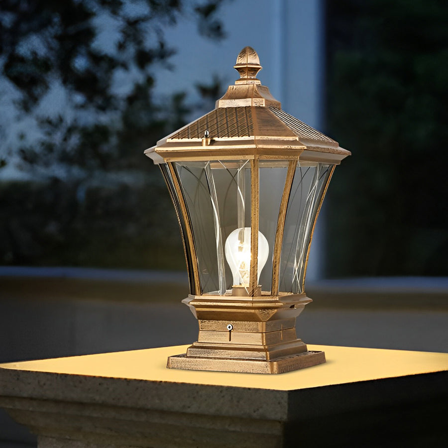 Modern Solar & Hardwired Outdoor Post Light - Aluminum & Glass