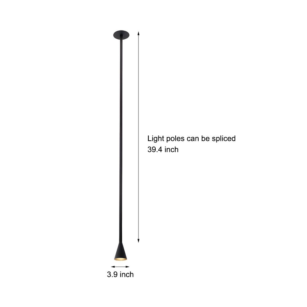 Modern Vertical Tube Cone Pendant Light - Iron 39.4" Black Gold