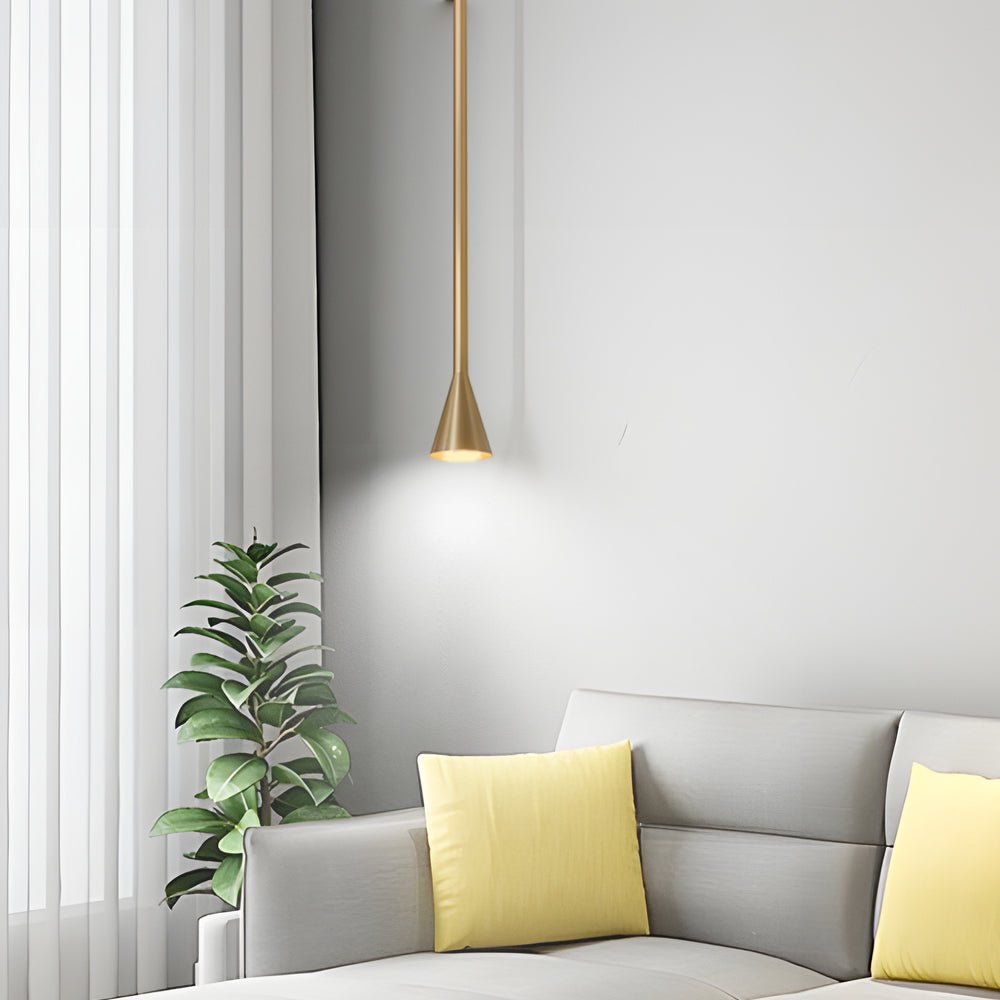 Modern Vertical Tube Cone Pendant Light - Iron 39.4" Black Gold
