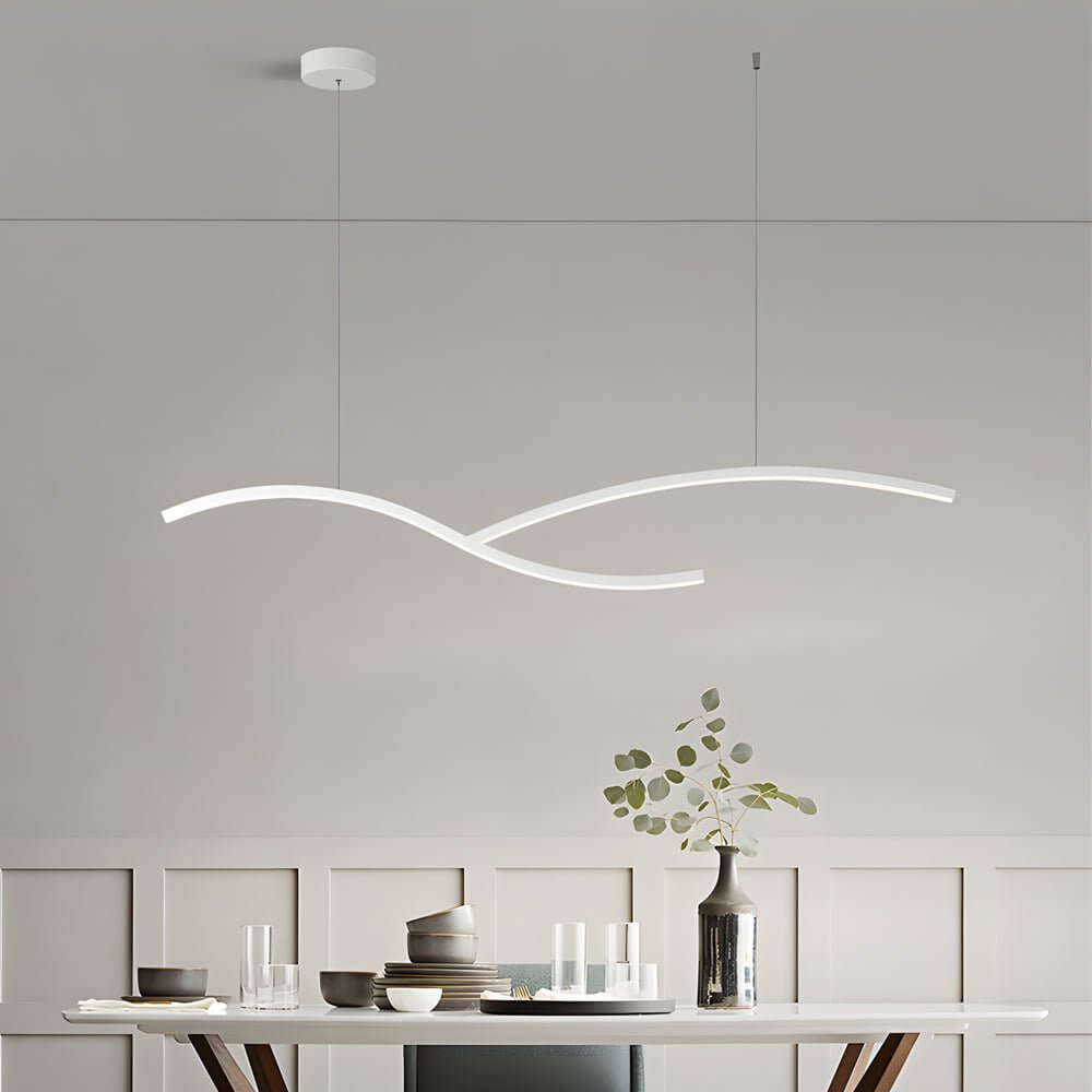 Modern Wave Linear LED Pendant Light - Dimmable 39.4"/47.2"