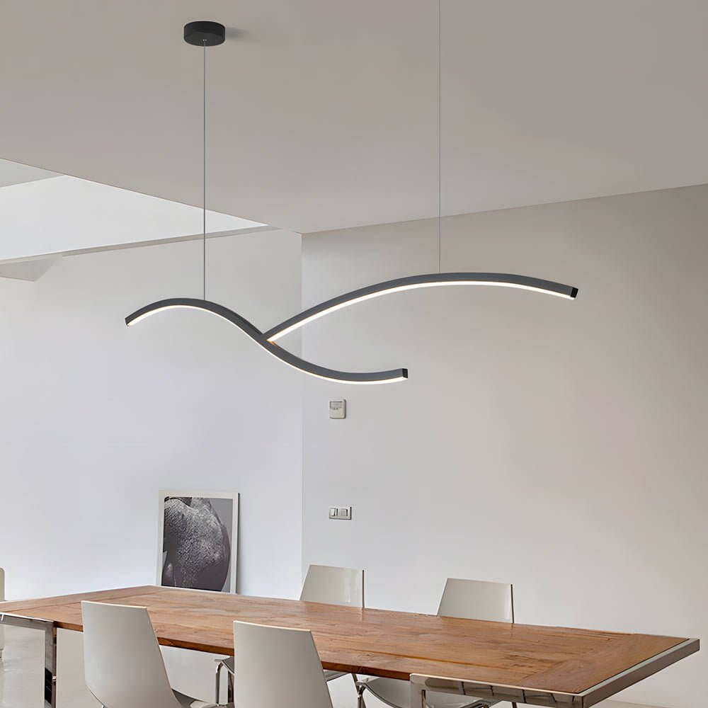 Modern Wave Linear LED Pendant Light - Dimmable 39.4"/47.2"