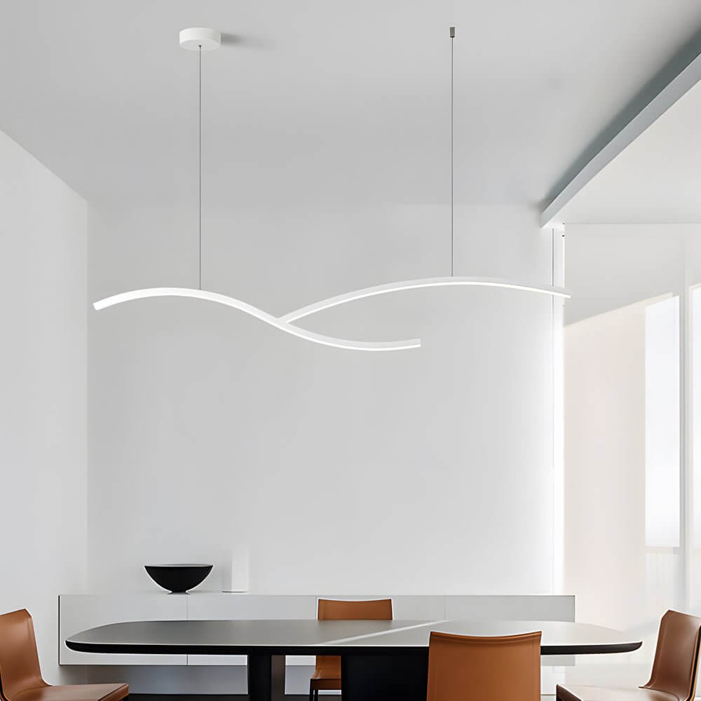 Modern Wave Linear LED Pendant Light - Dimmable 39.4"/47.2"