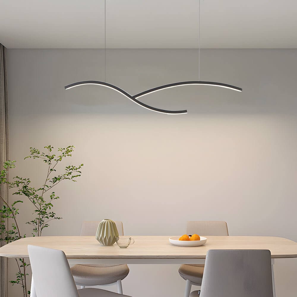 Modern Wave Linear LED Pendant Light - Dimmable 39.4"/47.2"