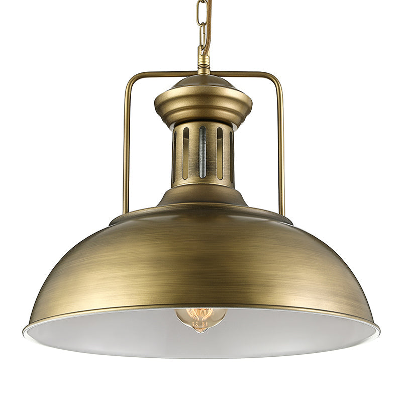 Rustic Metal Bowl Pendant Light - 1-Light, 13"/16" Dia