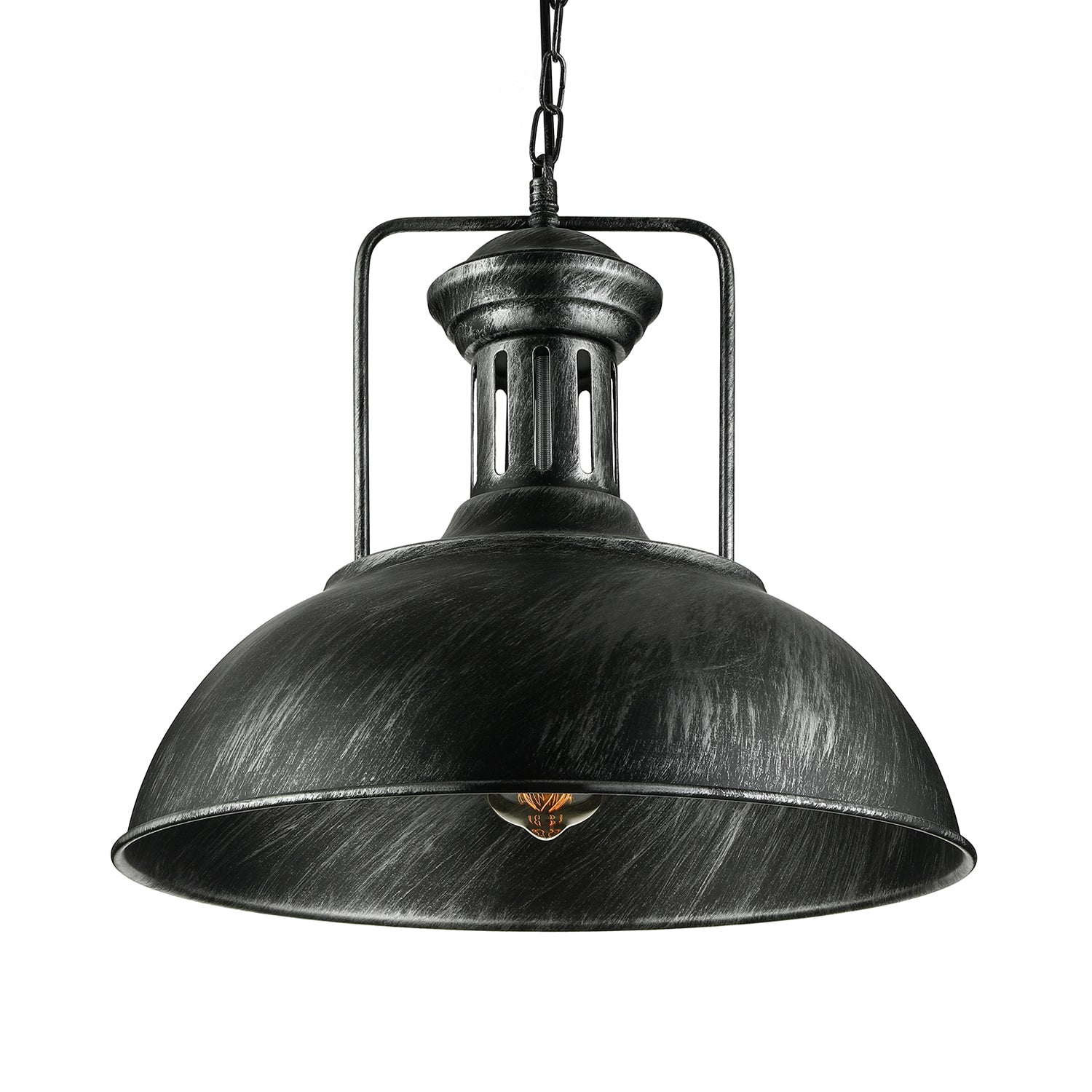 Rustic Metal Bowl Pendant Light - 1-Light, 13"/16" Dia