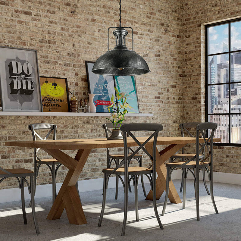 Rustic Metal Bowl Pendant Light - 1-Light, 13"/16" Dia