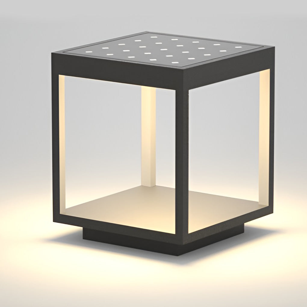 Square Open Frame LED Solar Outdoor Post Light - Modern Design