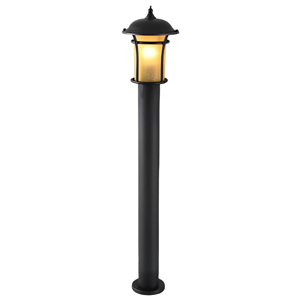 Traditional Iron & Glass LED Garden Lamp – Waterproof Outdoor Post
