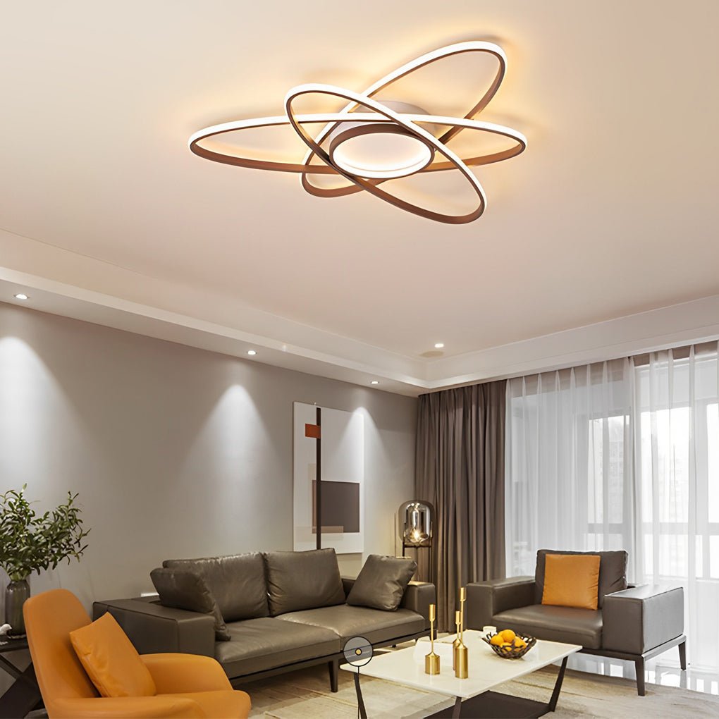 Overlapping Oval Dimmable LED Flush Mount Ceiling Light