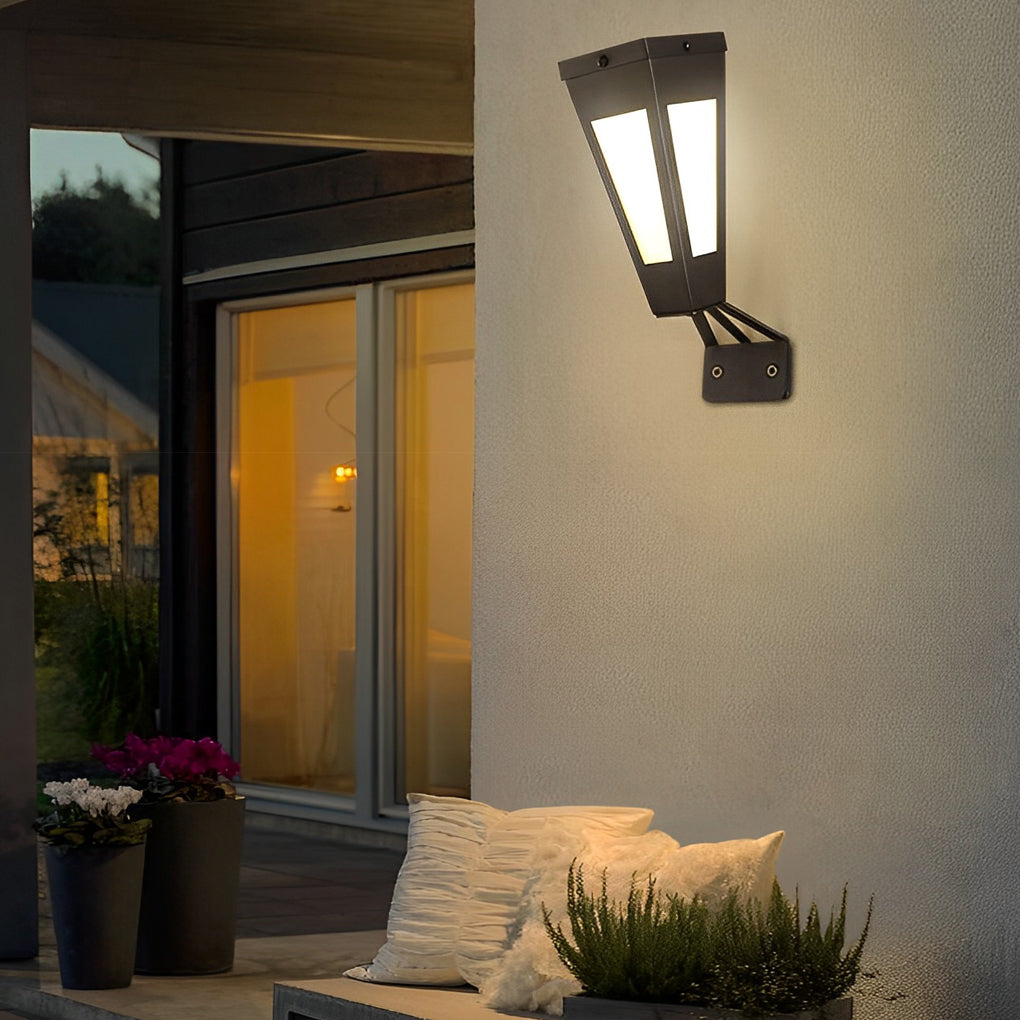 Solar LED Outdoor Wall Light - Modern Black Metal Design