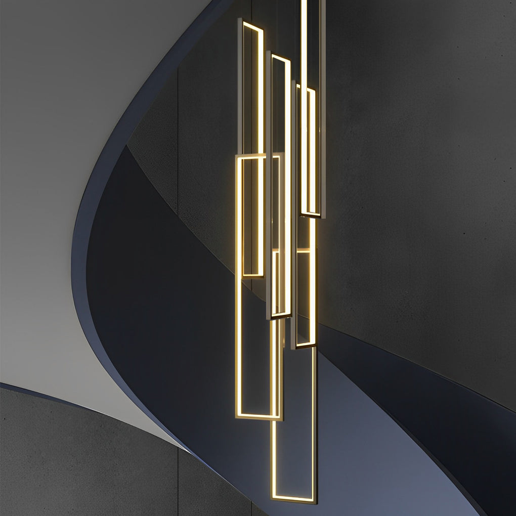 Modern Black Aluminum LED Staircase Chandelier with Adjustable Design