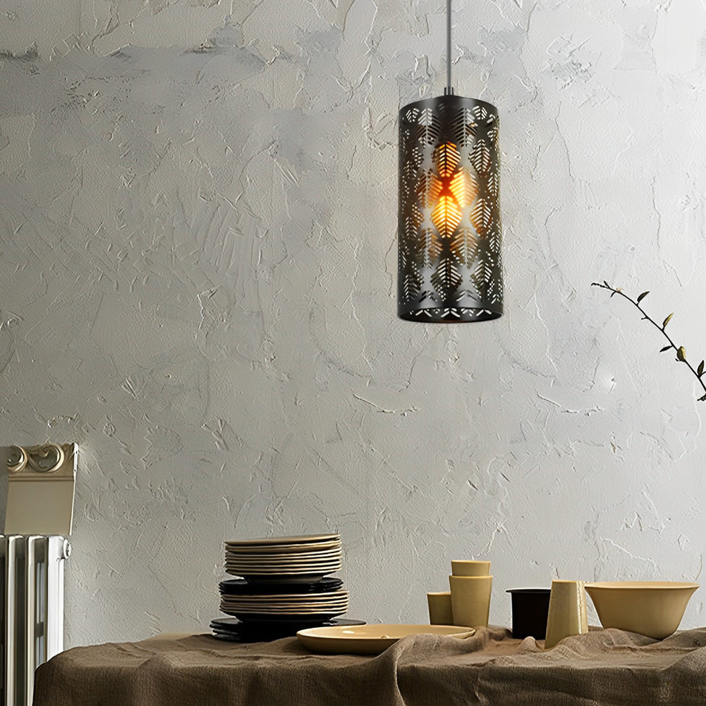 Black Iron Hollow Cylinder Pendant Light – Industrial Modern