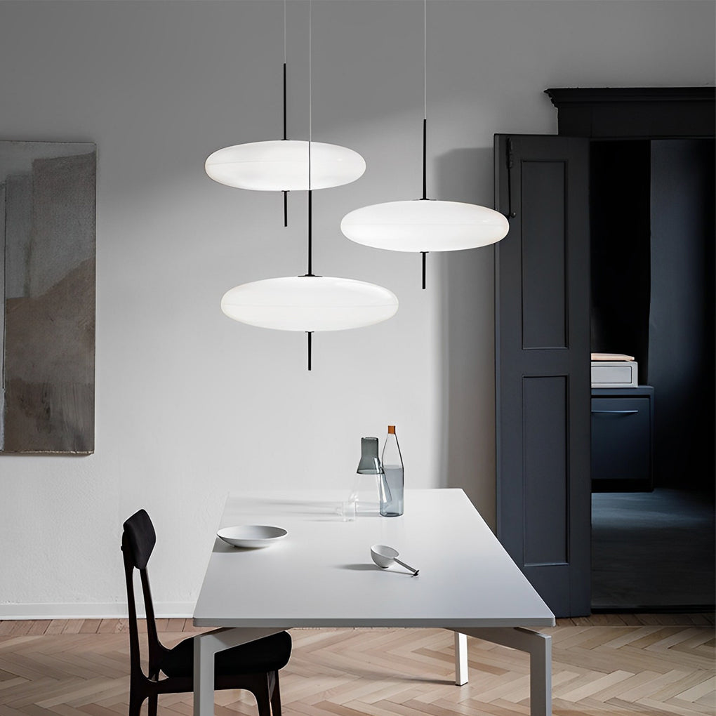 Modern Round Acrylic Pendant Light with Iron Frame - Nordic Style