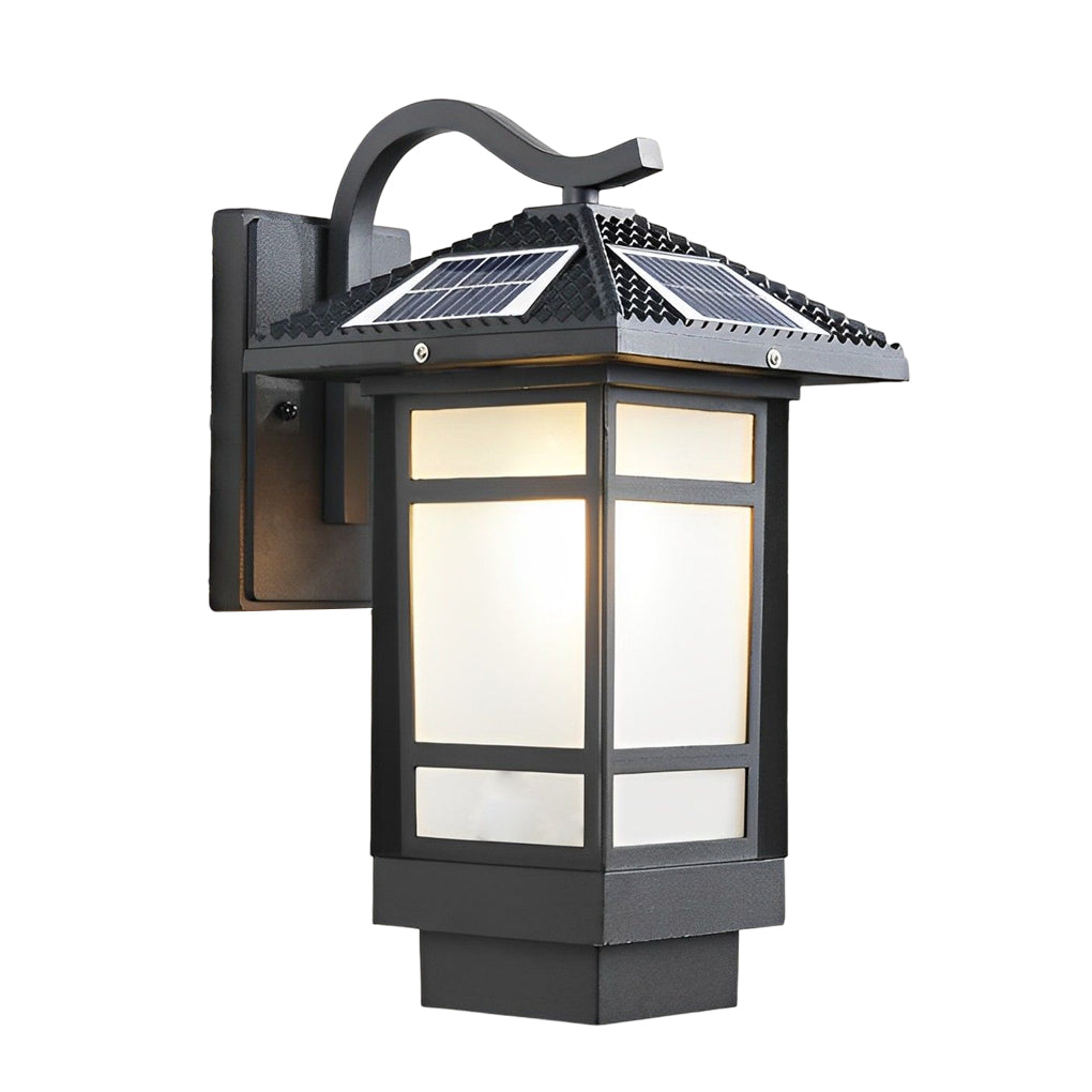 Modern Matte Black Outdoor Wall Lamp with Frosted Glass Shade