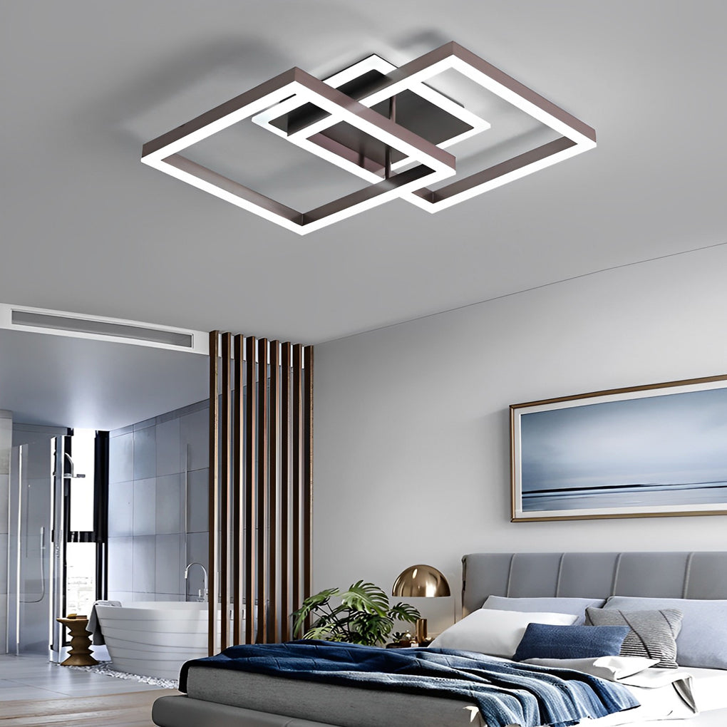Modern Square Overlapping LED Aluminum Semi-Flush Ceiling Light