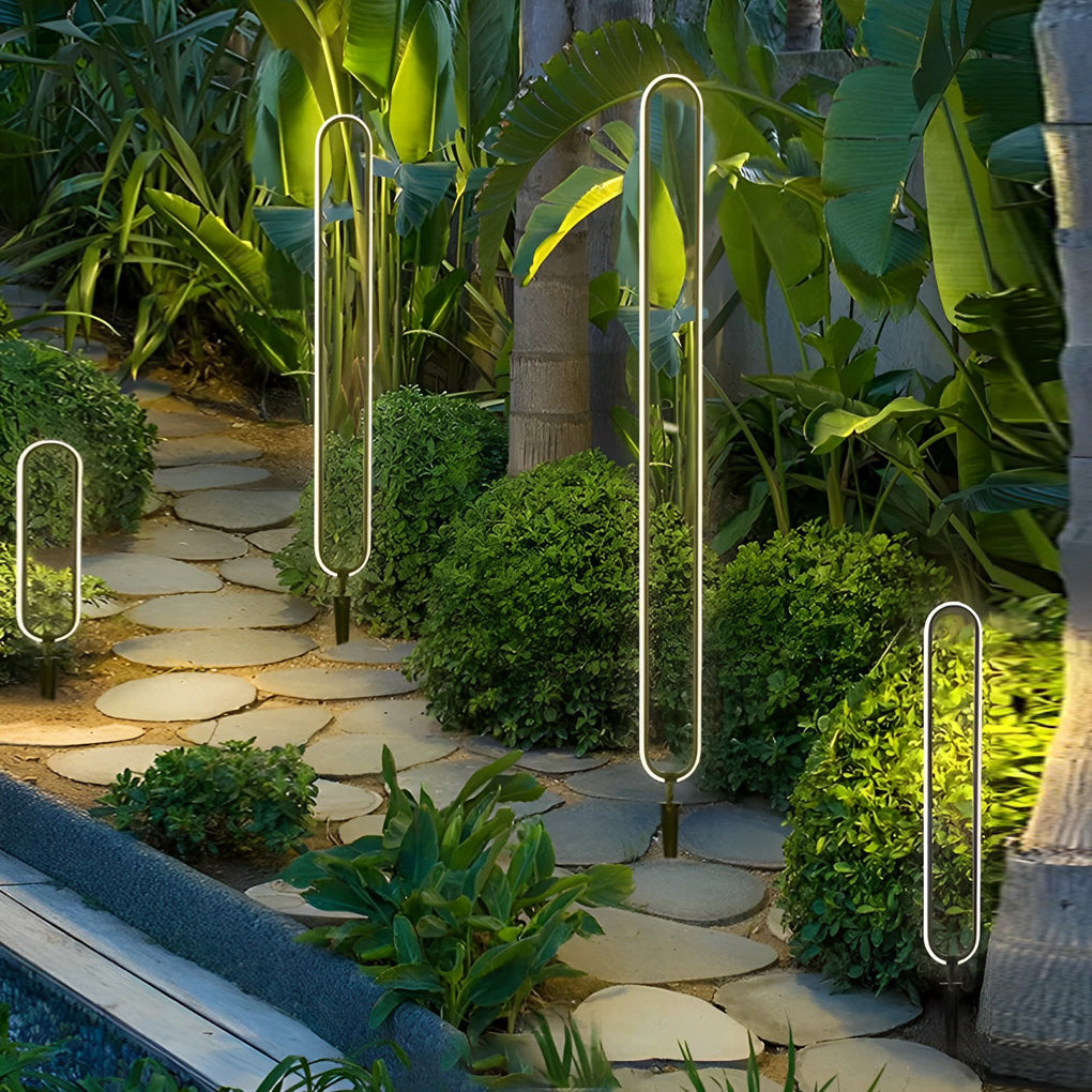 Modern Linear LED Solar Pathway Lights in Black Aluminum
