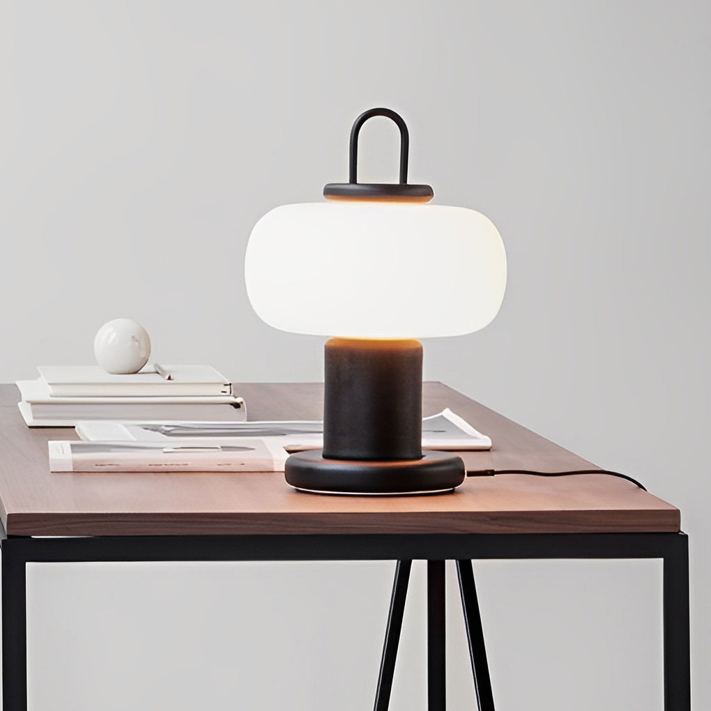 Portable LED Orb Table Lamp with Milk Glass Shade