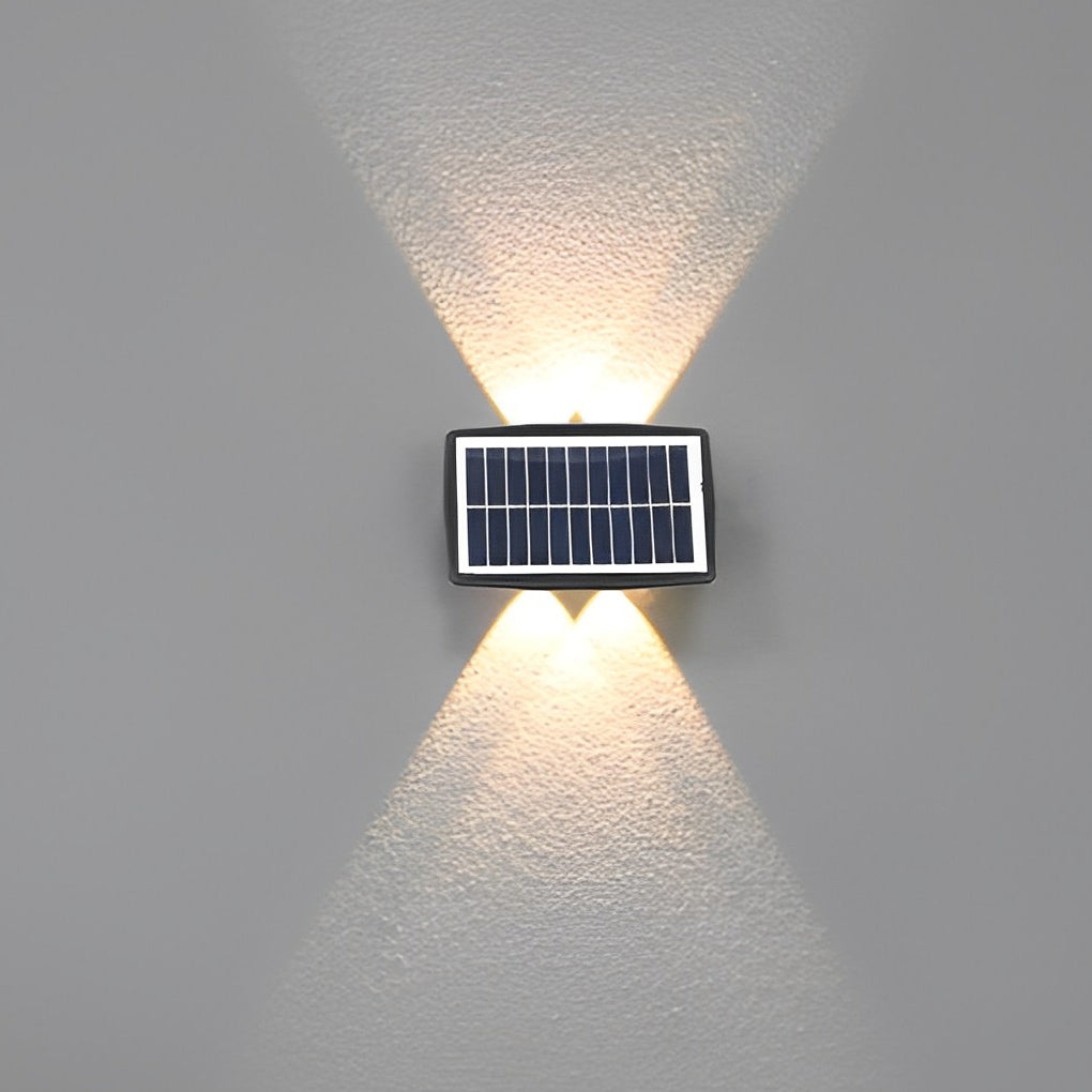 Rectangular Solar LED Outdoor Wall Lamp – Up Down Waterproof Black