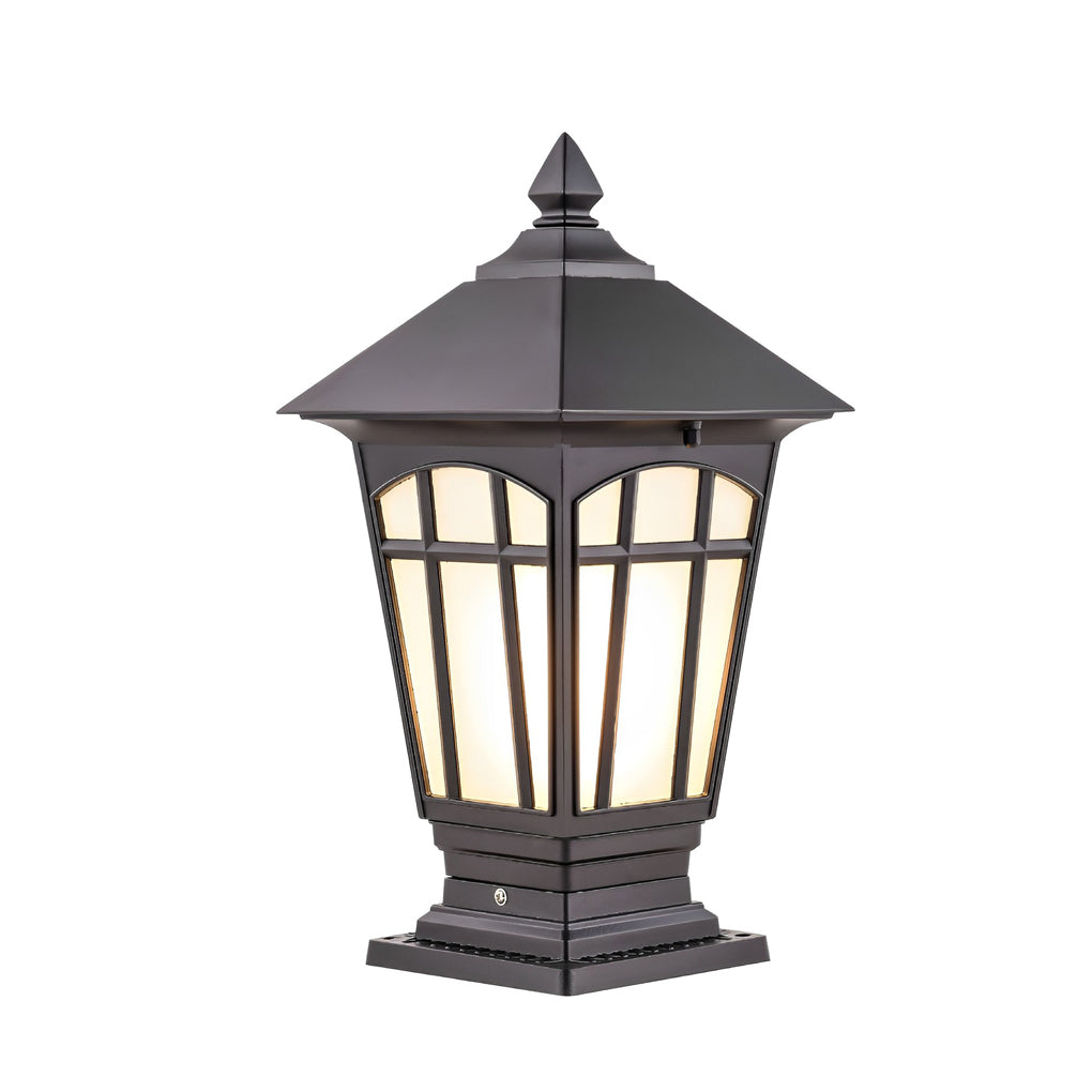 Solar LED Post Cap Light - Aluminum & Glass - Retro Modern Brown