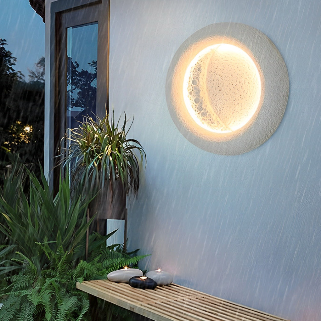 Moon Shaped Waterproof LED Wall Lamp 10W Outdoor Concrete Sconce