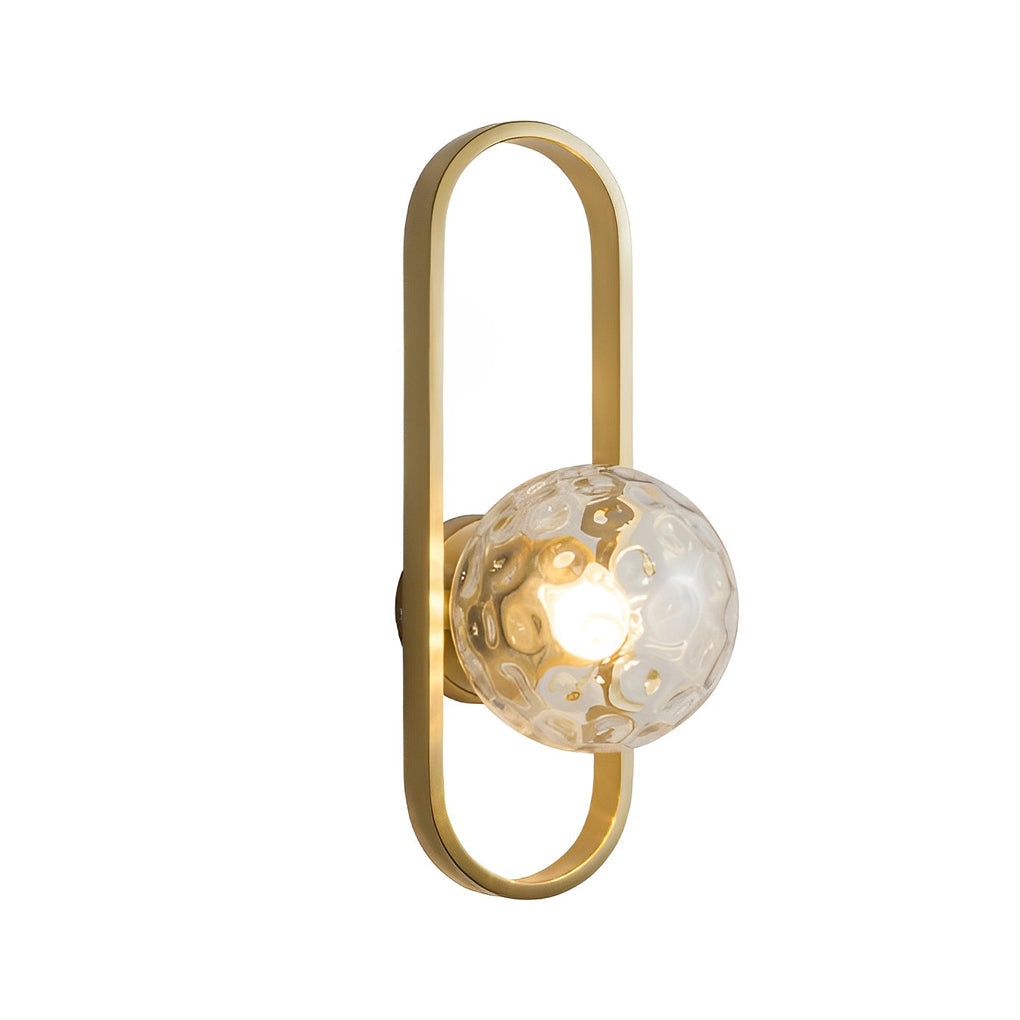 Modern Glass Shade Wall Sconce – Elliptical Iron Frame Design