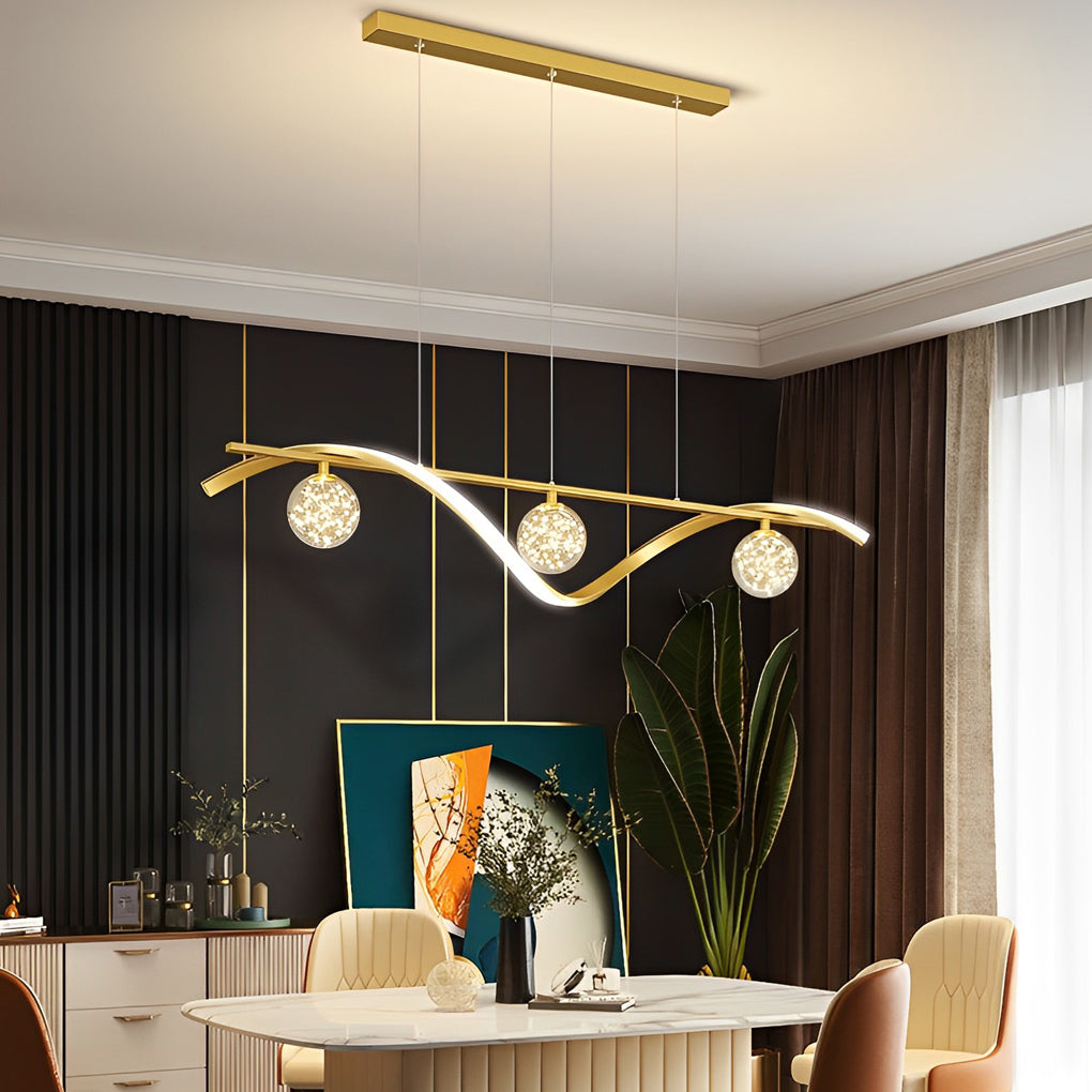 Modern Glass Ball Chandelier with Three-Step Dimming | LED Pendant