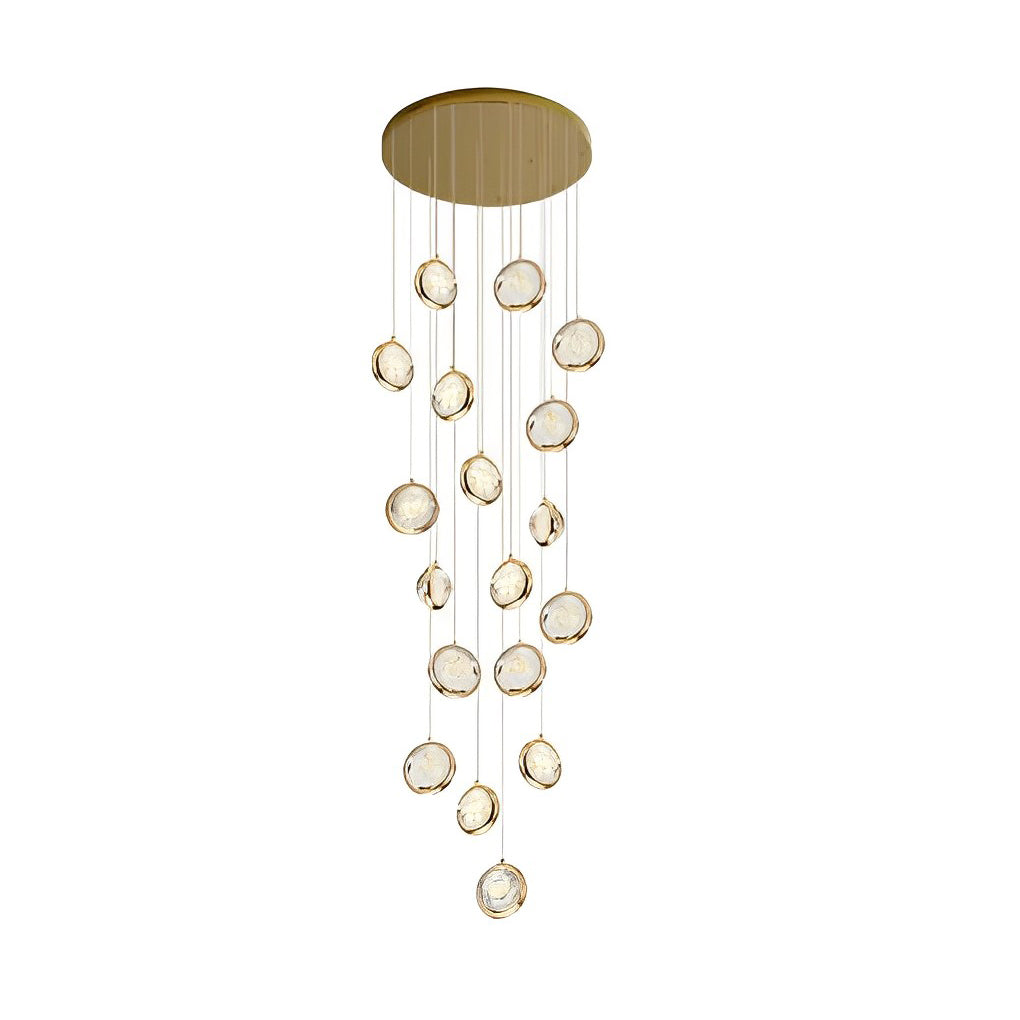 Crystal Cluster Adjustable Staircase Chandelier Modern Gold Finish