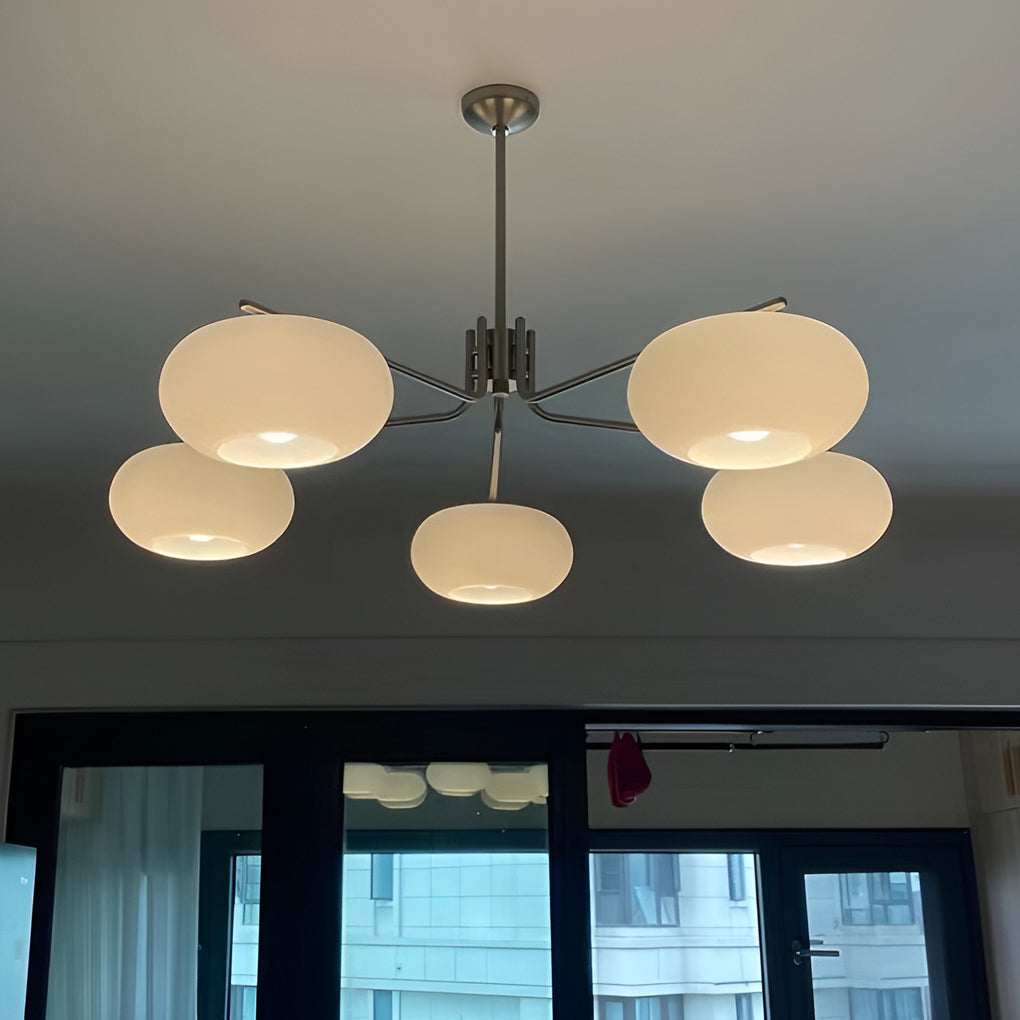 5-Light Glass Chandelier with 3-Step Dimming LED Nordic Hanging Lamp