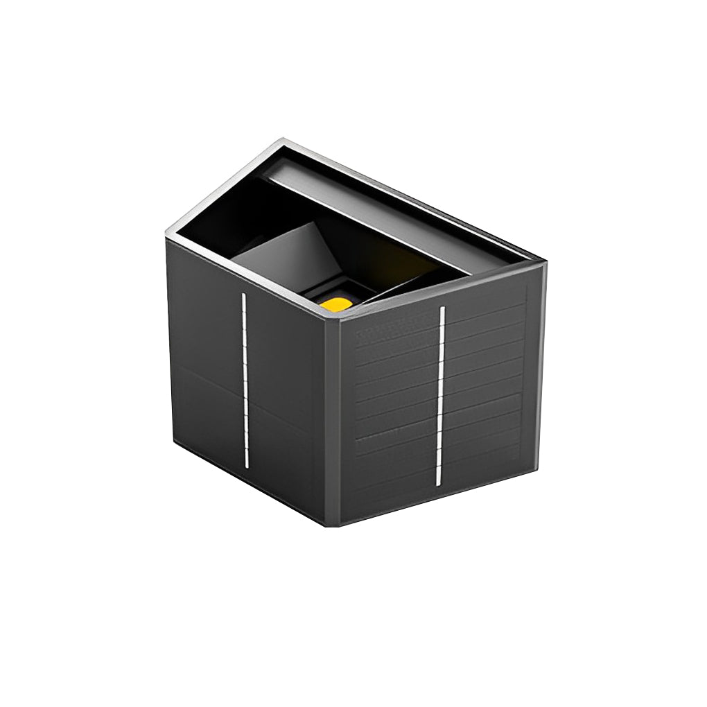 Modern Solar LED Outdoor Wall Light - Up Down Waterproof Black