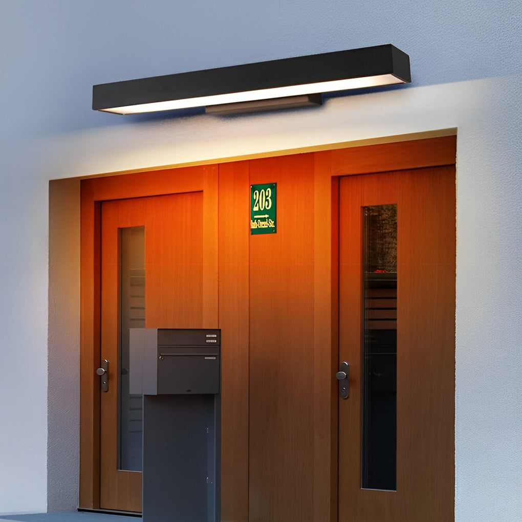 Modern Black Rectangle LED Outdoor Wall Light with Motion Sensor